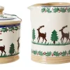Tea Fanatic'S Gifts<Nicholas Mosse Lidded Sugar Bowl And Small Cylinder Jug Reindeer