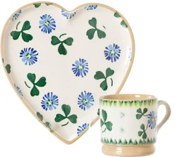 Wedding Gifts<Nicholas Mosse Medium Heart Plate And Small Mug Clover