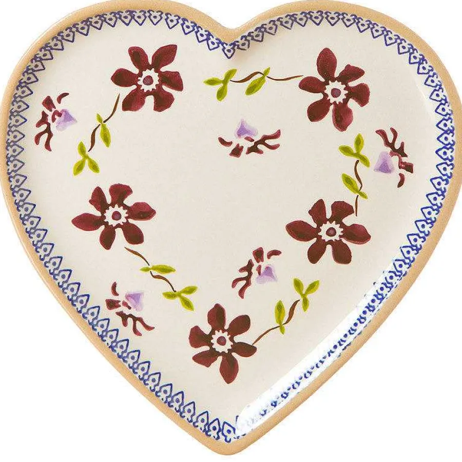 Plates<Nicholas Mosse Medium Heart Plate Clematis