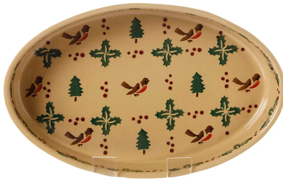 Winter Robin<Nicholas Mosse Medium Oval Oven Dish Winter Robin