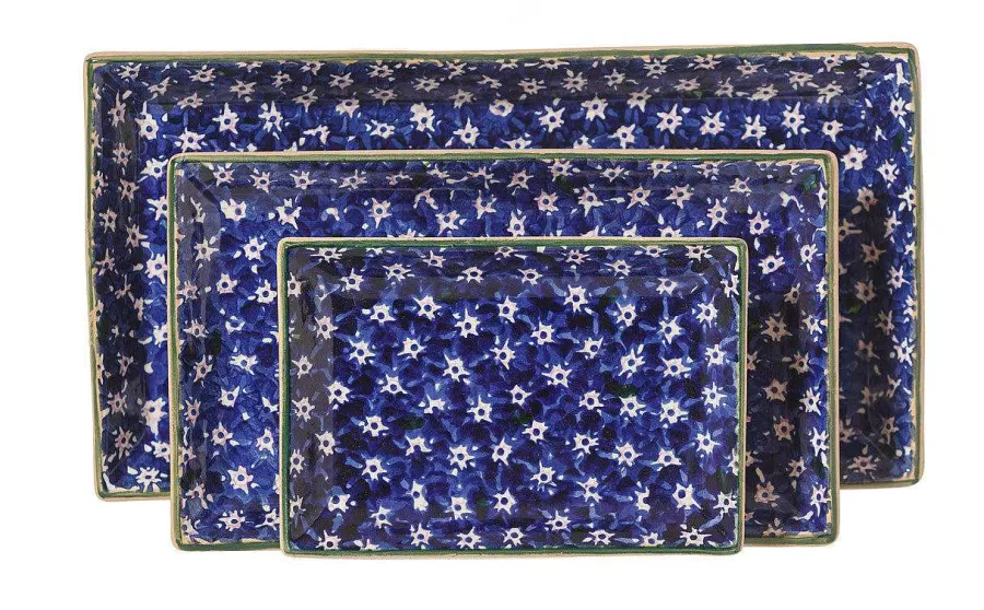 Wedding Gifts<Nicholas Mosse Nest Of 3 Rectangle Dishes Lawn Dark Blue