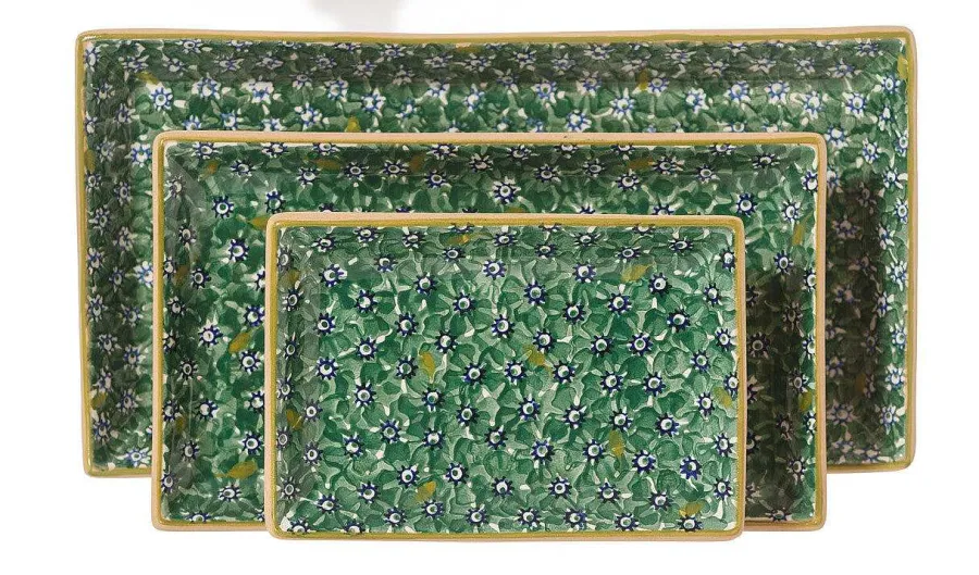 Tea Fanatic'S Gifts<Nicholas Mosse Nest Of 3 Rectangle Dishes Lawn Green