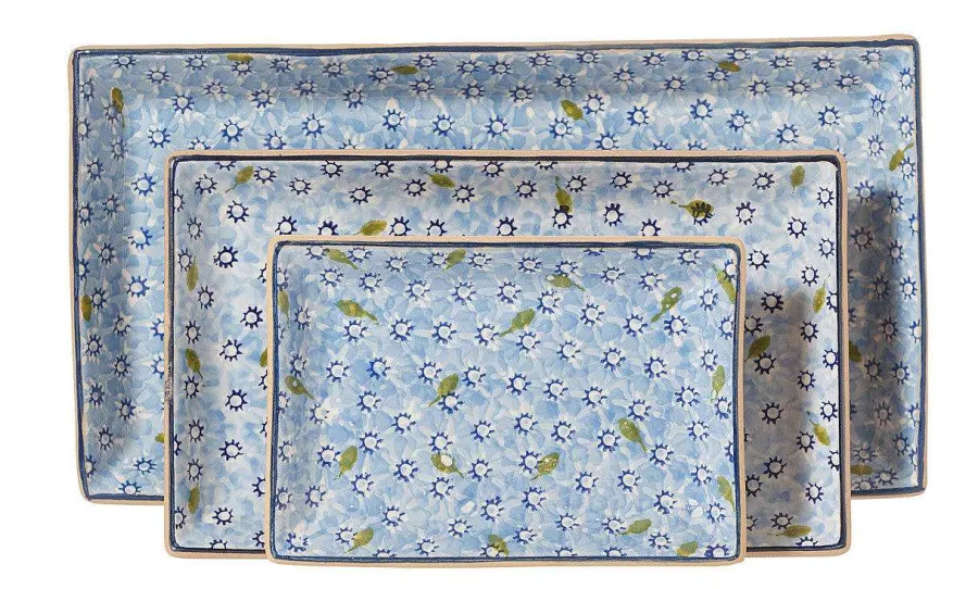 Corporate Gifts<Nicholas Mosse Nest Of 3 Rectangle Dishes Lawn Light Blue